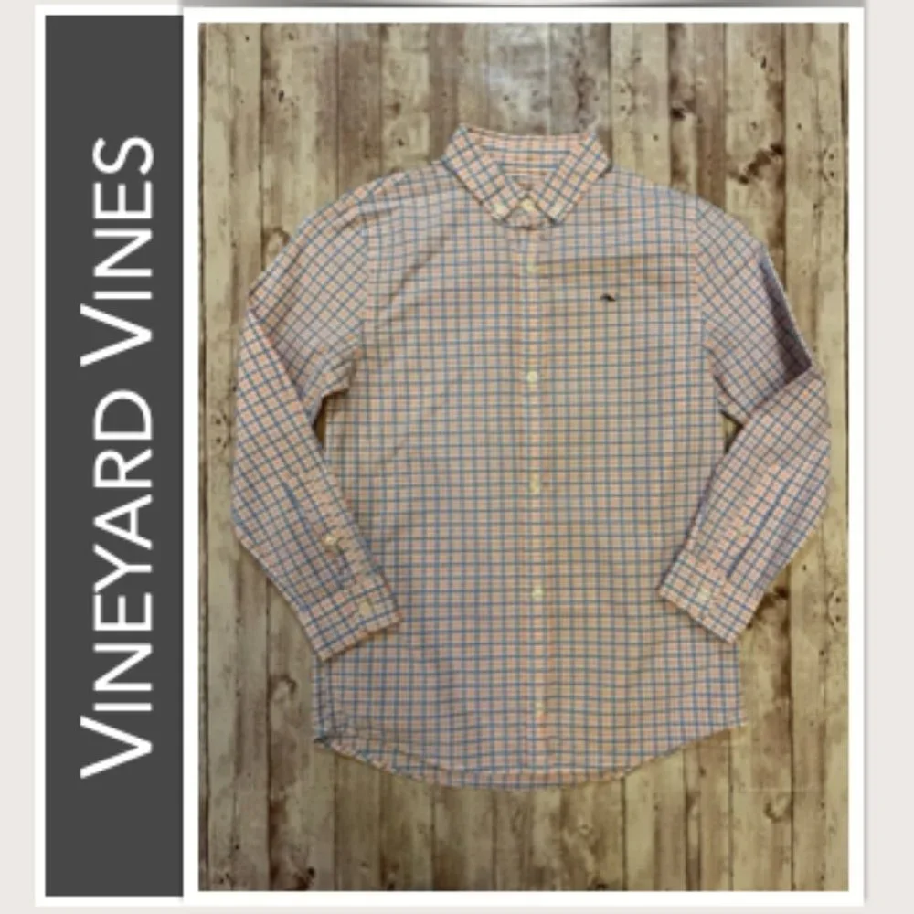 Vineyard Vines Light‎ Blue & Pink Checks Button Down Whale Shirt EUC